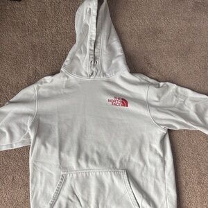 The North Face White Hoodie with Red Logo